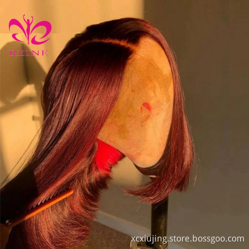 180%  99J Burgundy 4*4 closure  Colored Wigs Brazilian Hair Wigs For Women Short Bob Wig Lace Closure Hair  Bob